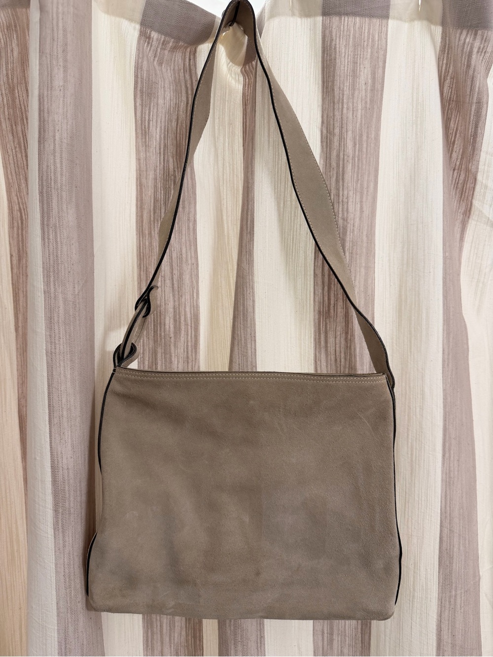 Taupe Leather Shoulder Bag - Classic